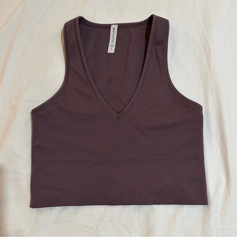Athleta mauve purple aurora crop rib tank